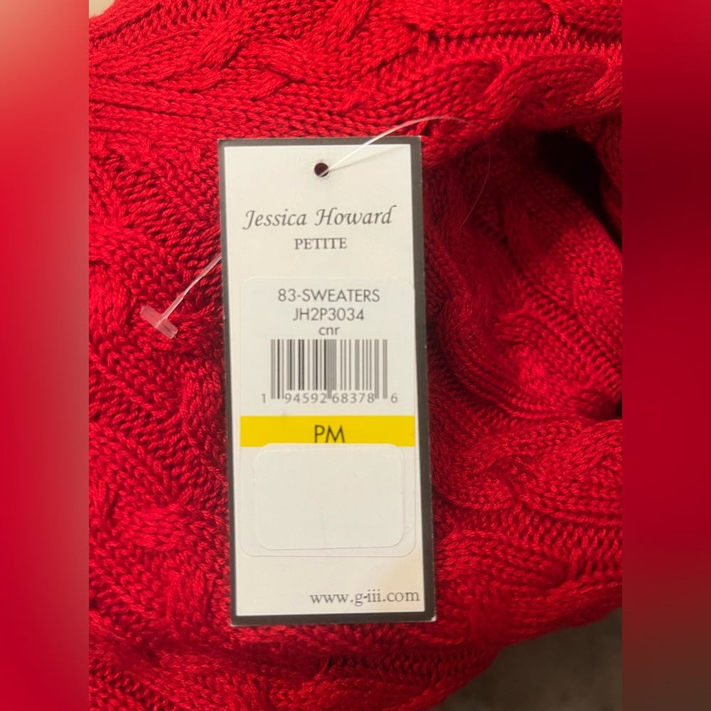 NWT Jessica Howard Petite Women’s V-Neck Cable-Knit Sweater Dress PM - Picture 3 of 3